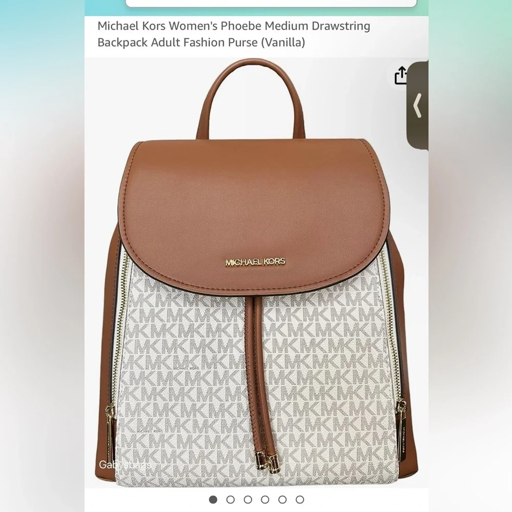 NEW! MICHAEL KORS Phoebe Medium Drawstring Backpack Vanilla
